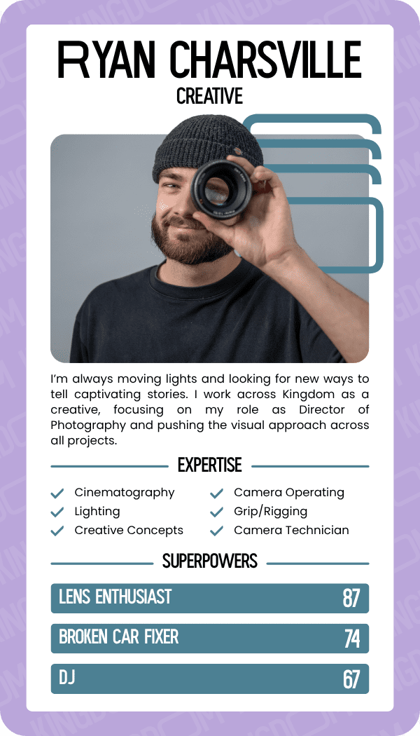 Top Trumps Card for Ryan Charsville, Creative at Kingdom Creative