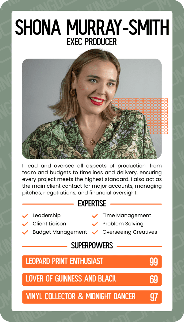 Top Trumps Card for Shona Murray-Smith, Exec Producer at Kingdom Creative