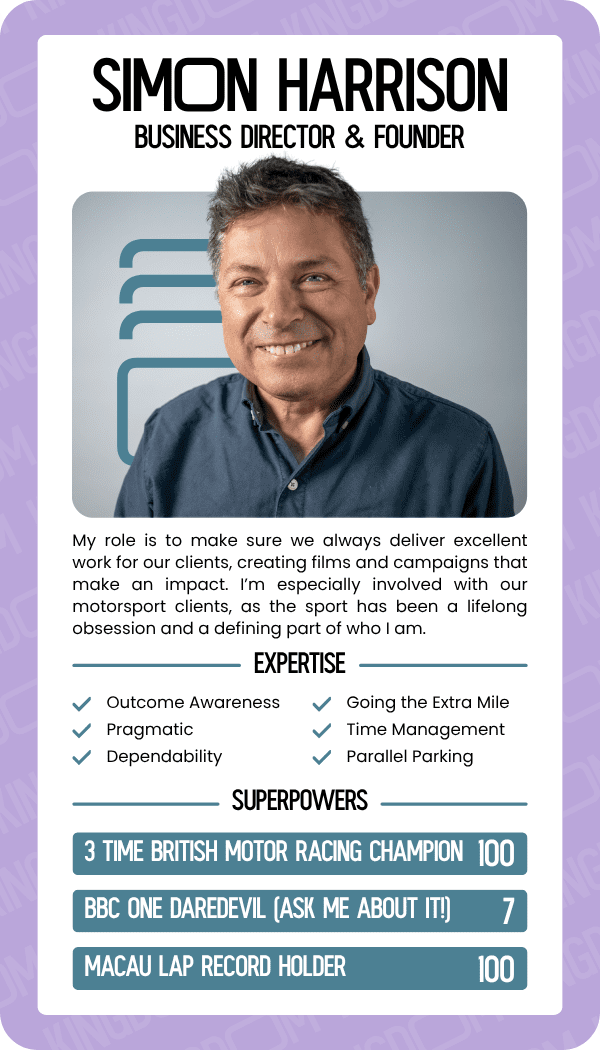 Top Trumps Card for Simon Harrison, Business Director & Founder at Kingdom Creative